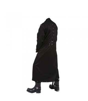 Men’s Gothic Full-Length D-Ring Coat | Black Cotton Trench